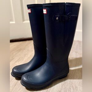 HUNTER Original SIDE-ADJUSTABLE Waterproof High Boots Navy Rubber Men's 13